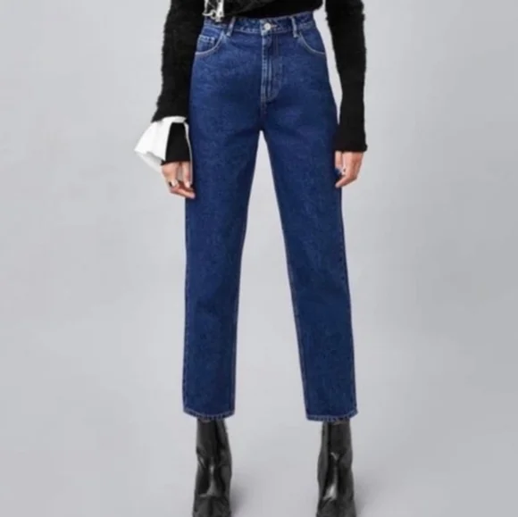 Zara High Rise Straight Ankle Denim Jean Size 8 NEW NWT All Cotton - Picture 1 of 10